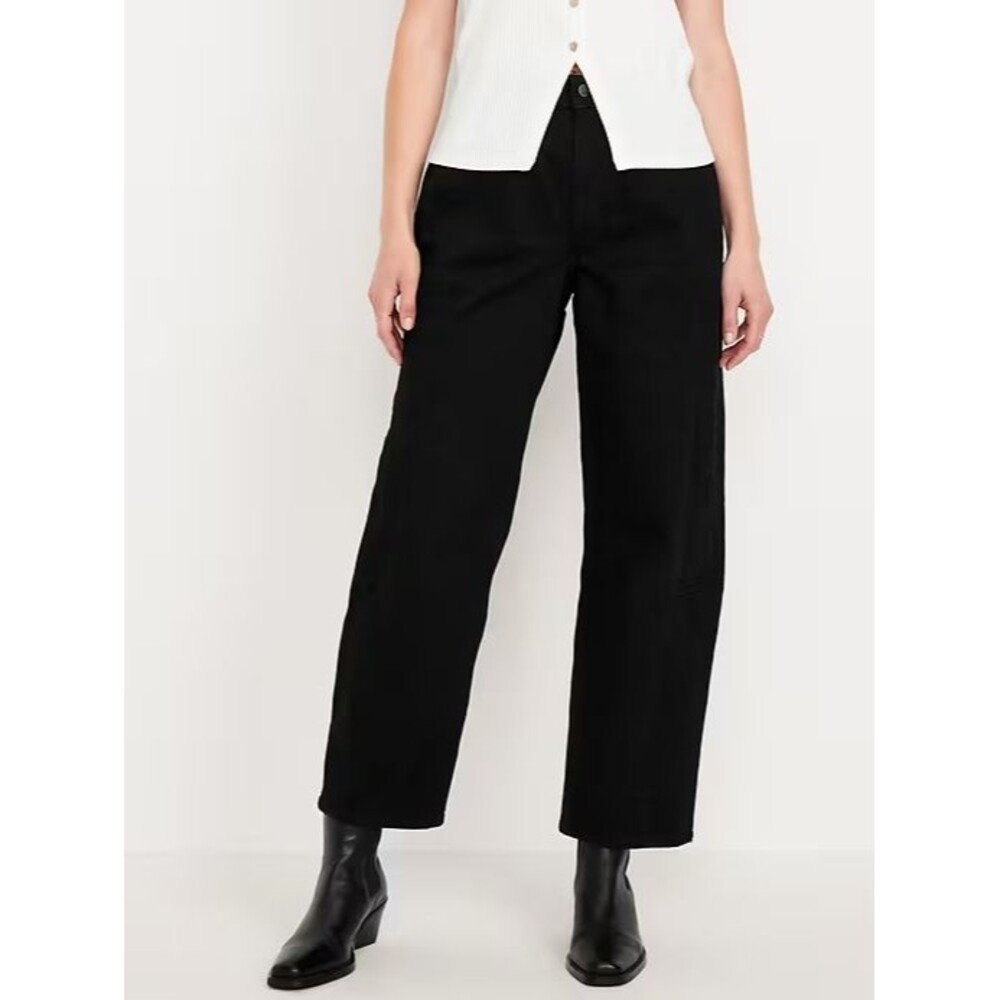Old Navy Barrel Ankle Jeans Womens 10 Tall Black Seamed Stretch NEW